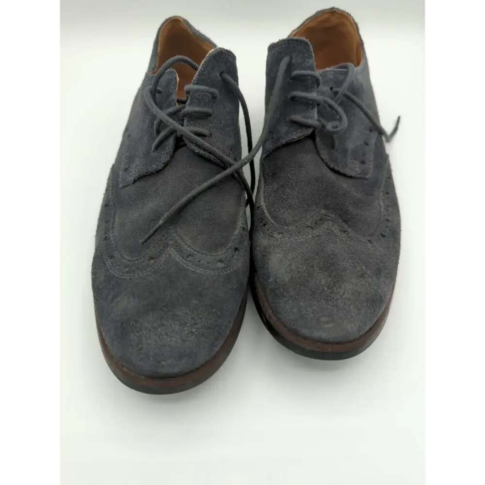 Clarks Broyd Wing Mens Size 7.5 M Oxford Navy Blue Suede Lace Up Dress Shoes